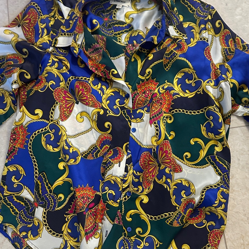 L'AGENCE Vibrant Patterned Button Down Shirt - image 2